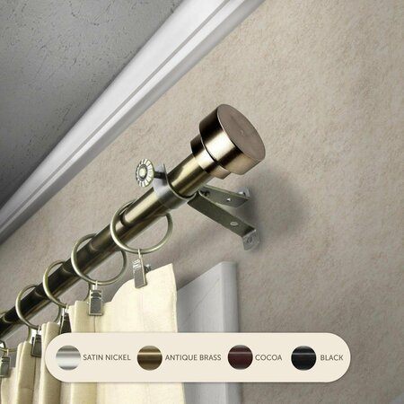 CENTRAL DESIGN 0.8125 in. Cappa Curtain Rod with 48 to 84 in. Extension, Antique Brass 4837-484